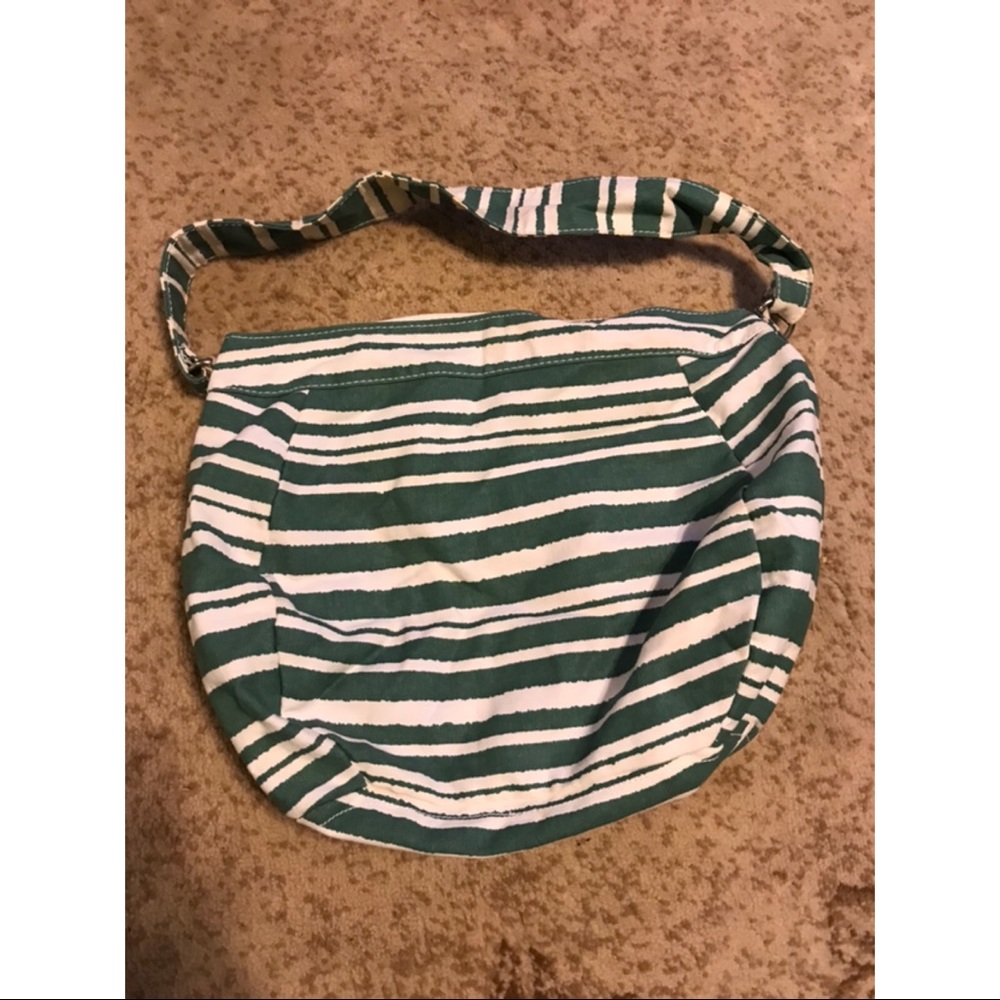 Green and White Striped HangBag